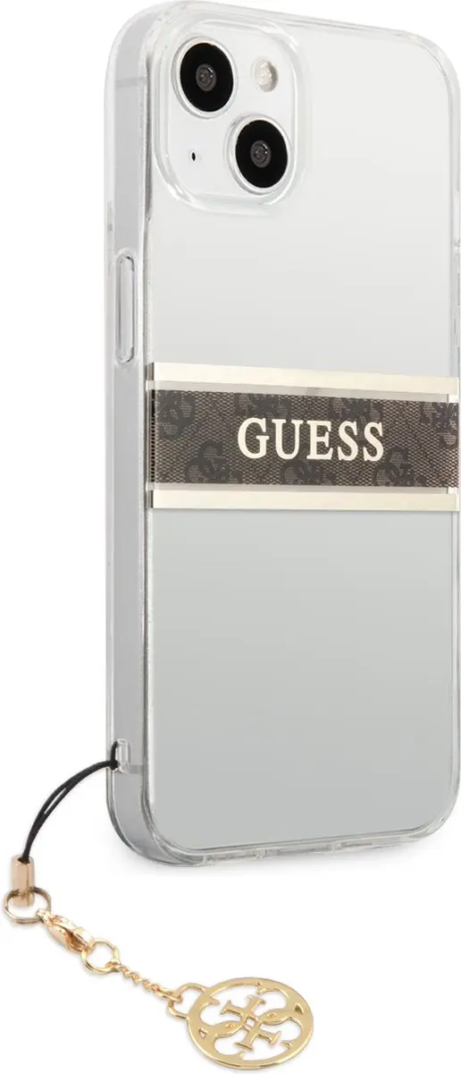 Guess Charms iPhone 13 Backcase - Transparant Bruin - 7561