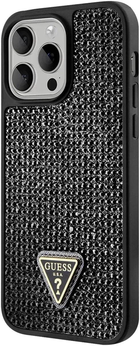GUESS Rhinestones Back Cover - iPhone 15 Pro - Zwart