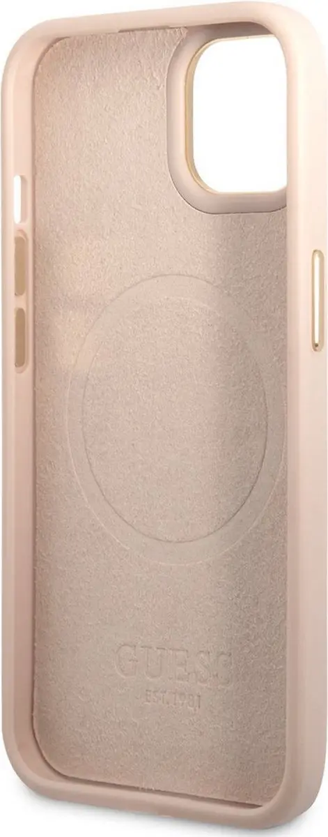 Guess 4G Plaque Back Case iPhone 14 Plus - Roze - MagSafe