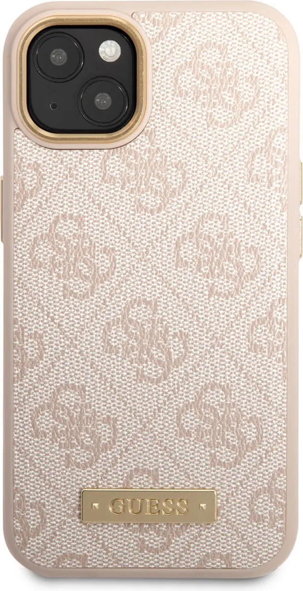 Guess 4G Plaque Back Case iPhone 14 Plus - Roze - MagSafe
