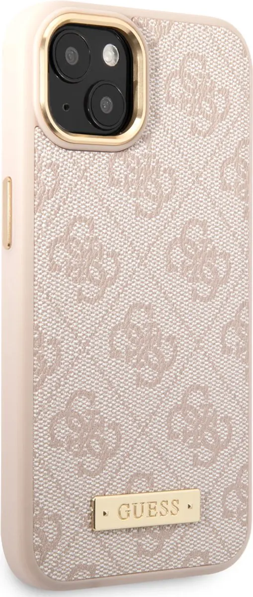 Guess 4G Plaque Back Case iPhone 14 Plus - Roze - MagSafe
