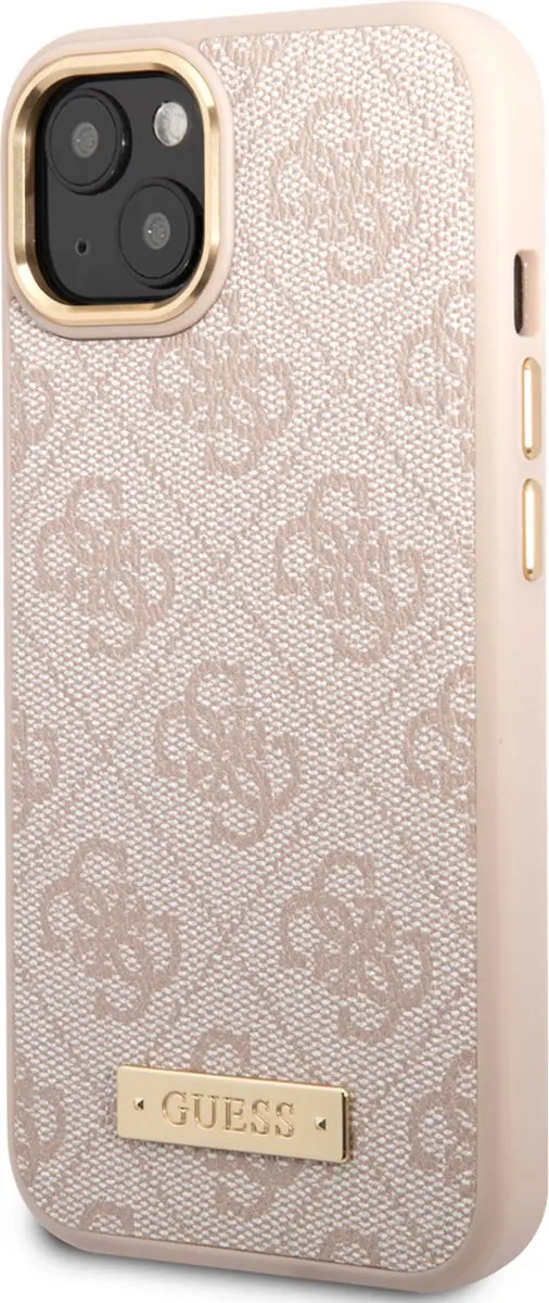Guess 4G Plaque Back Case iPhone 14 Plus - Roze - MagSafe