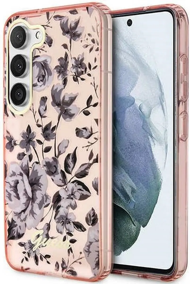 GUESS Flower Back Case Samsung Galaxy S23 Plus - Roze