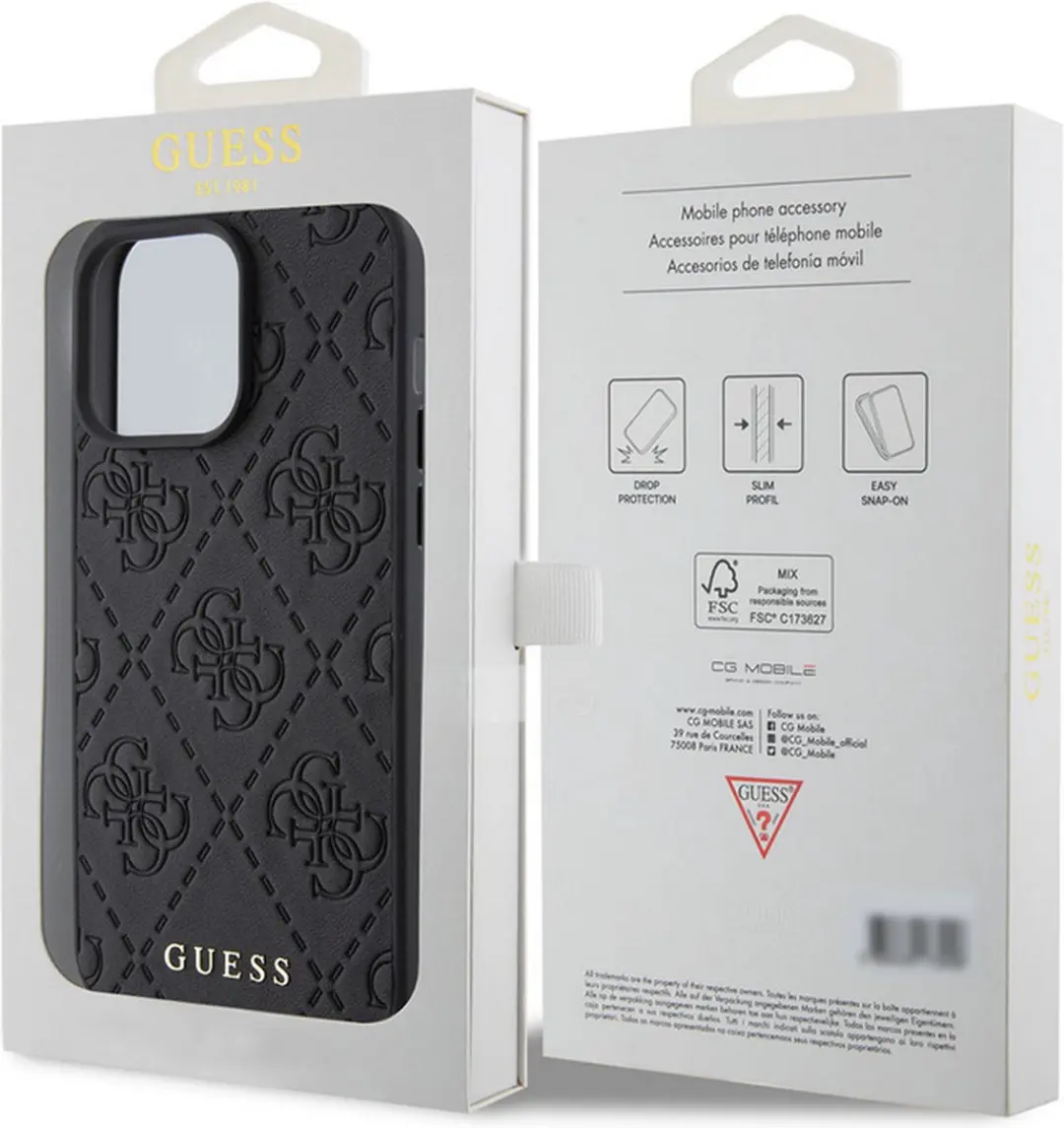 GUESS 4G Stamped Hoesje - iPhone 15 Pro - Zwart