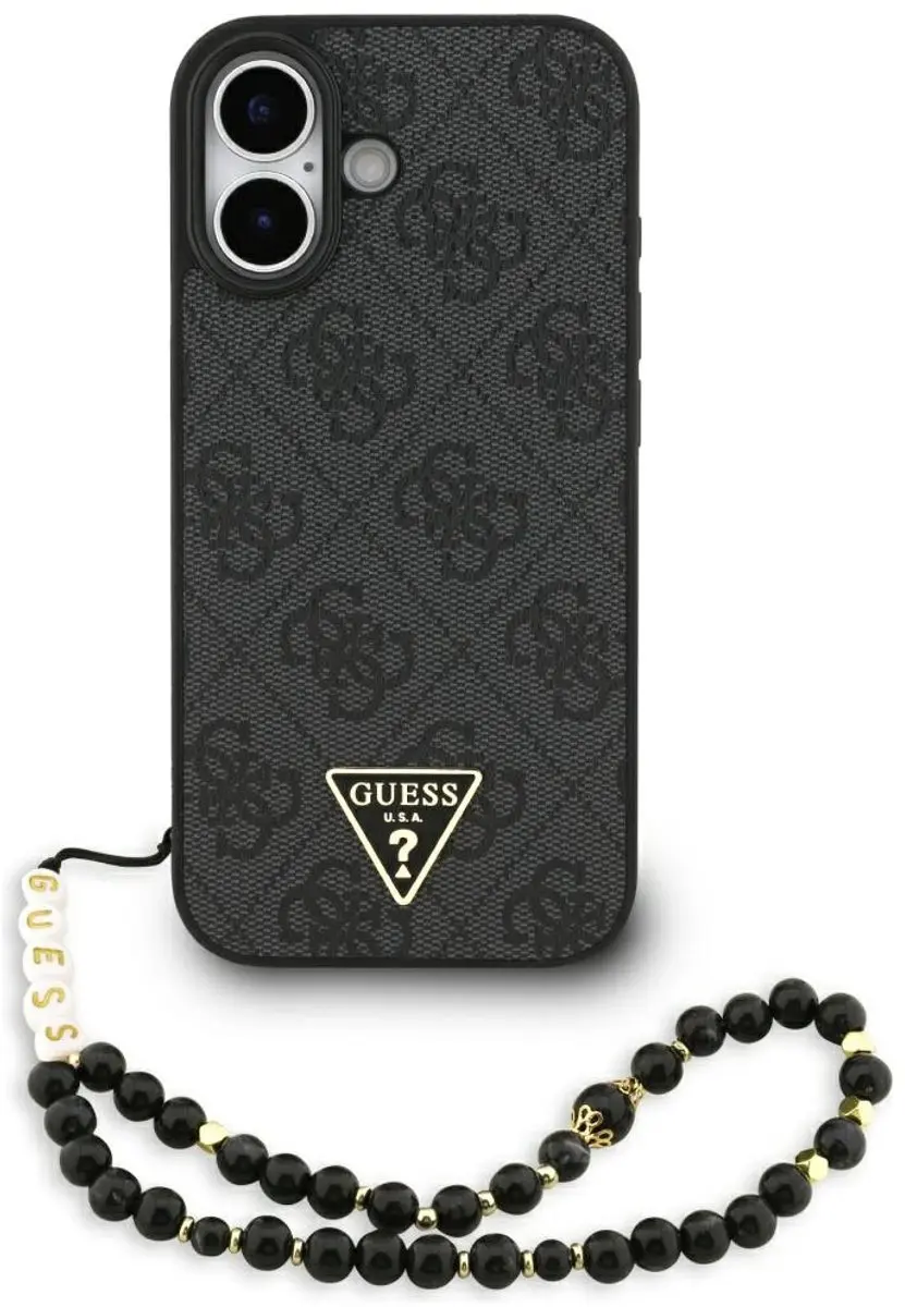 GUESS Case 4G Bandje Driehoek Logo MagSafe iPhone 17 - Zwart