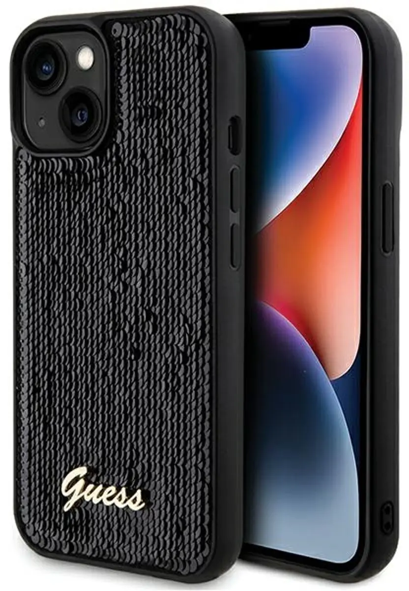 GUESS Sequins Back Case - iPhone 14 - Zwart