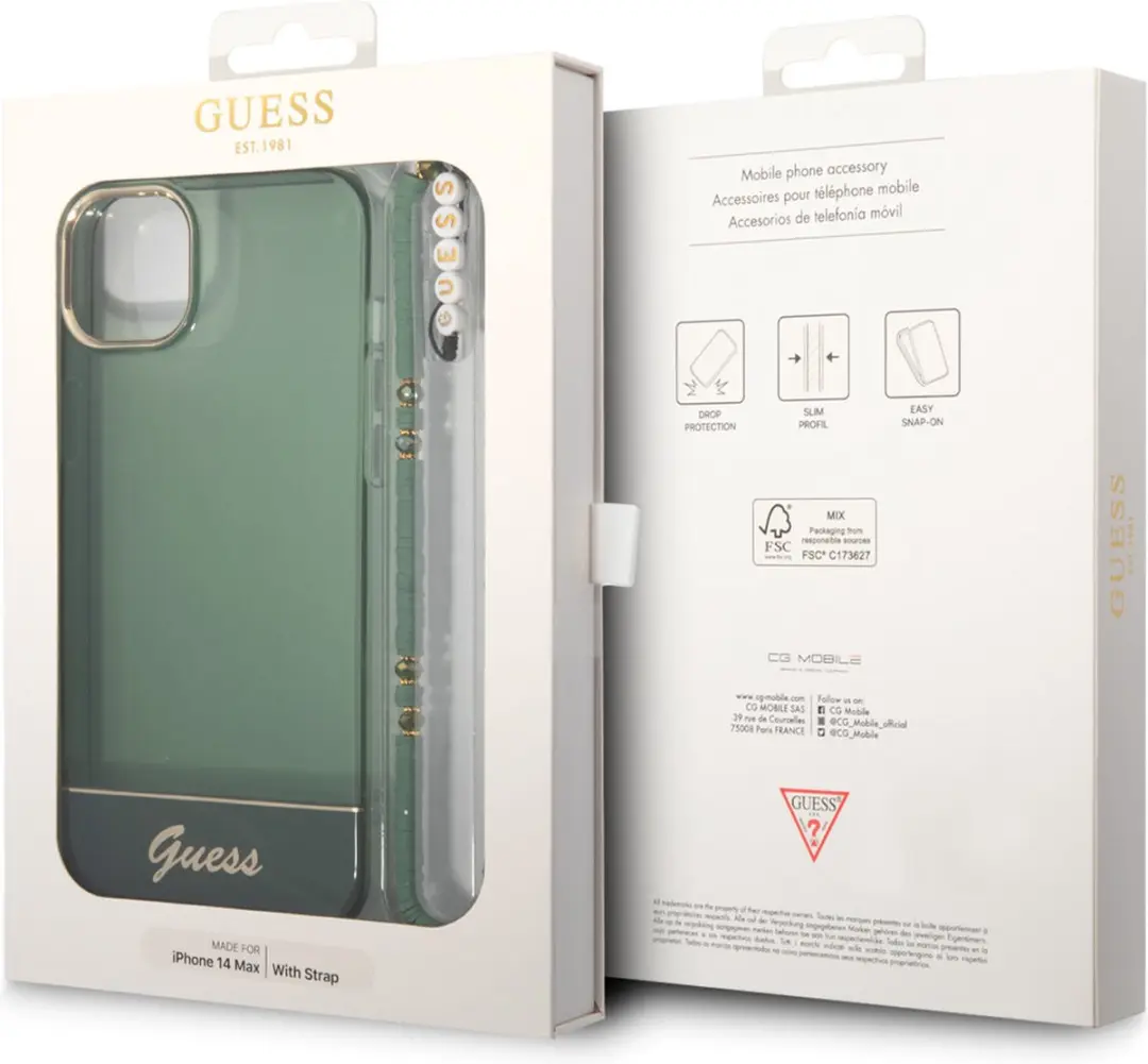 GUESS Transparant Groen TPU Back Cover iPhone 14 Plus - MagSafe