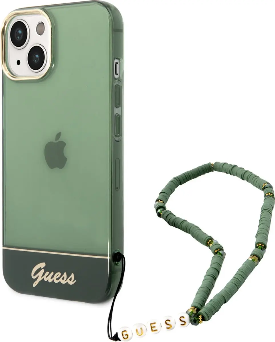 GUESS Transparant Groen TPU Back Cover iPhone 14 Plus