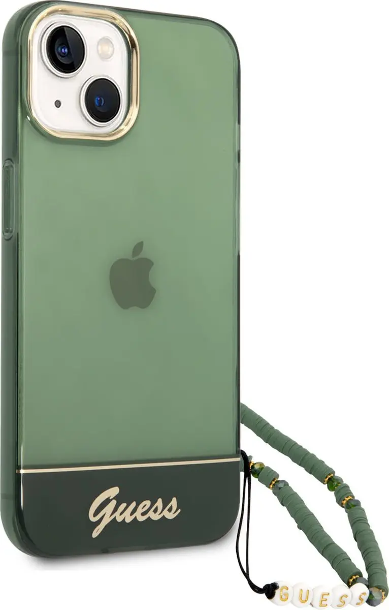 GUESS Transparant Groen TPU Back Cover iPhone 14 Plus - MagSafe - afbeelding 6 van 6