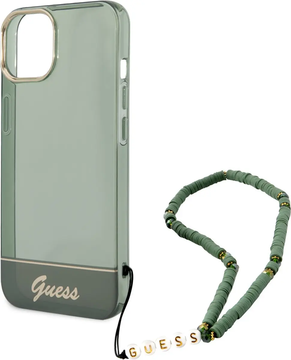 GUESS Transparant Groen TPU Back Cover iPhone 14 Plus - MagSafe