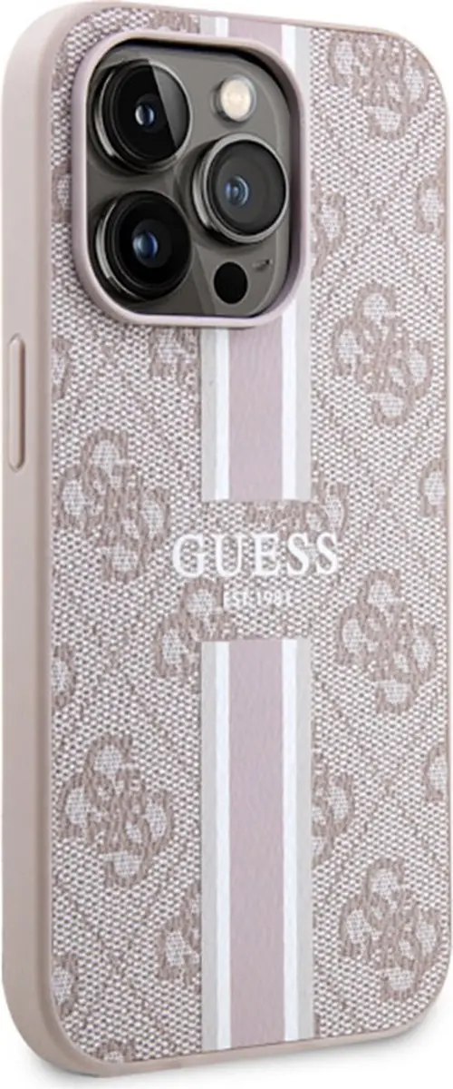 GUESS 4G Printed Stripe Back Case - iPhone 14 Pro Roze