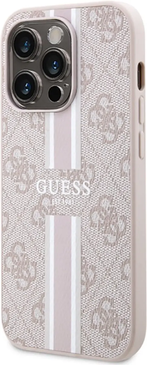 GUESS 4G Printed Stripe Back Case - iPhone 14 Pro Roze - afbeelding 6 van 6