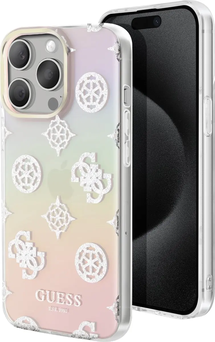 GUESS Hoesje iPhone 15 Pro TPU Peony - Meerkleurig