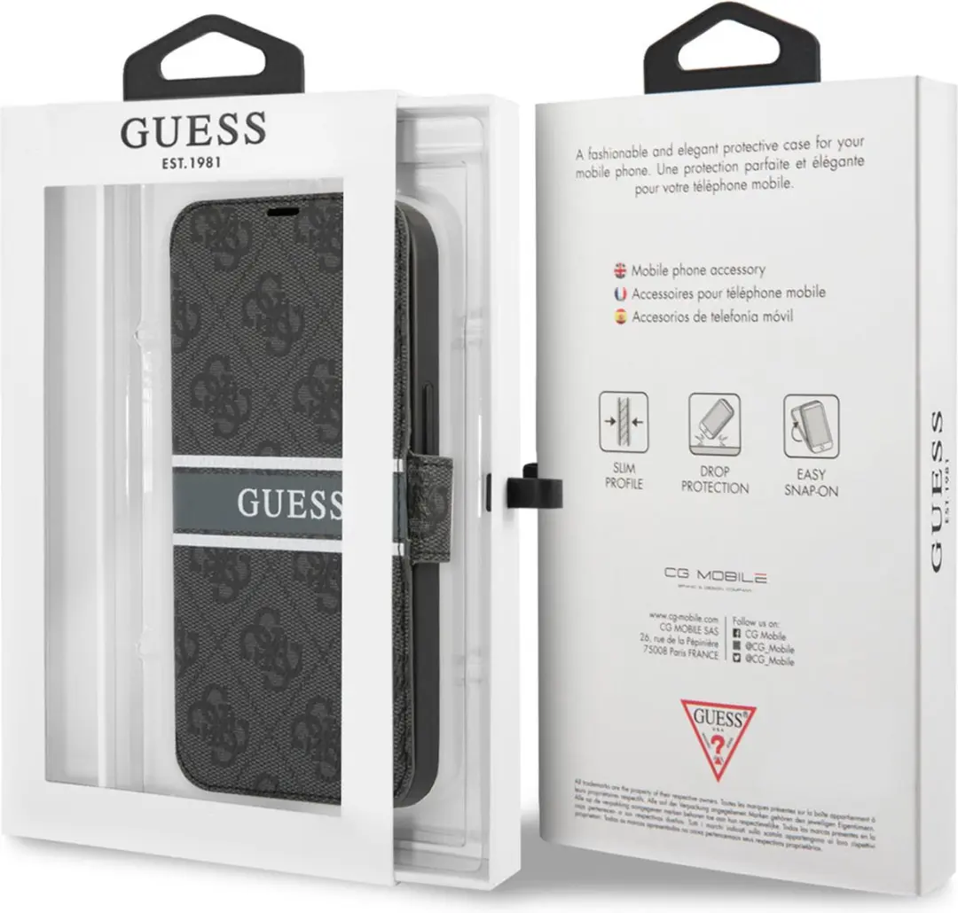 GUESS iPhone 13 Pro Max Bookcase Hoesje 7664 - Grijs