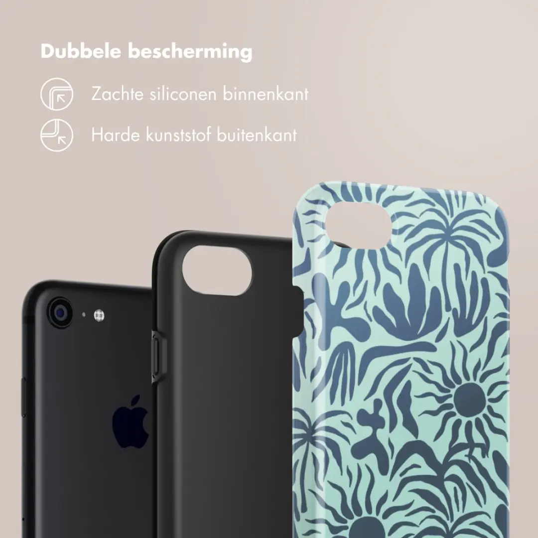 Selencia Hoesje Apple iPhone SE/8/7/6s/6 - Tropical Vibes Light Blue