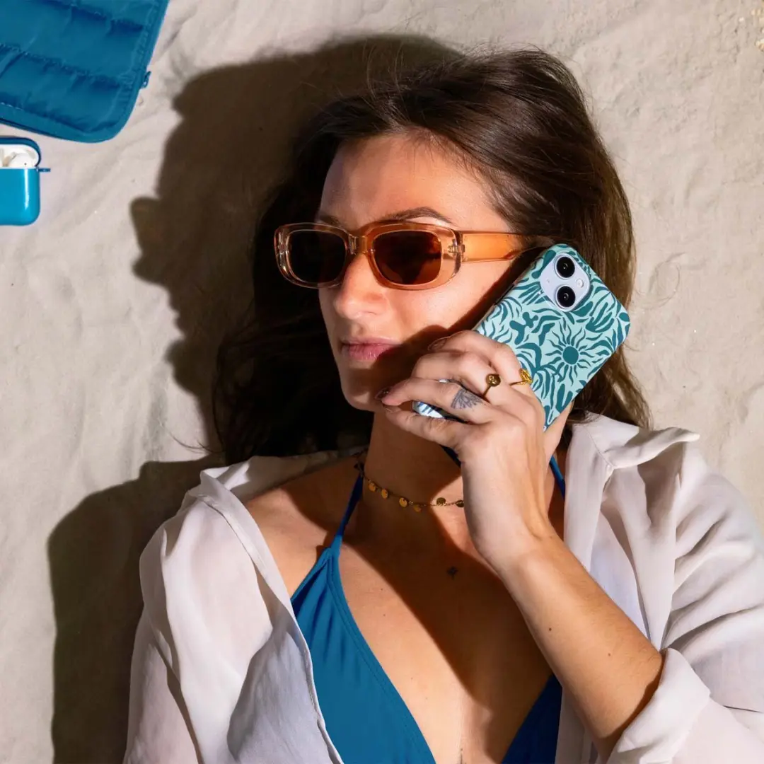 Selencia Hoesje Apple iPhone SE/8/7/6s/6 - Tropical Vibes Light Blue