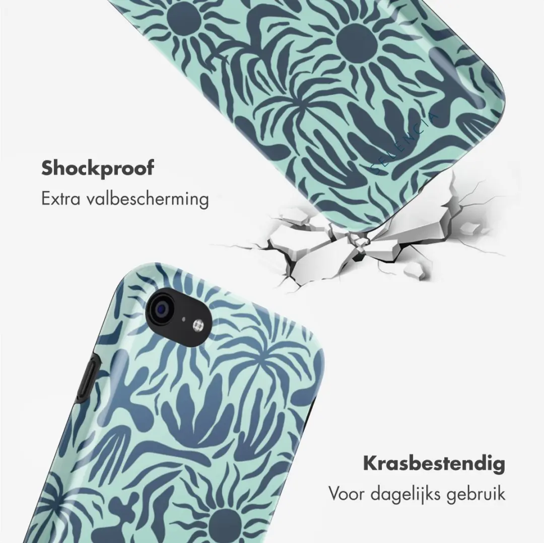 Selencia Hoesje Apple iPhone SE/8/7/6s/6 - Tropical Vibes Light Blue