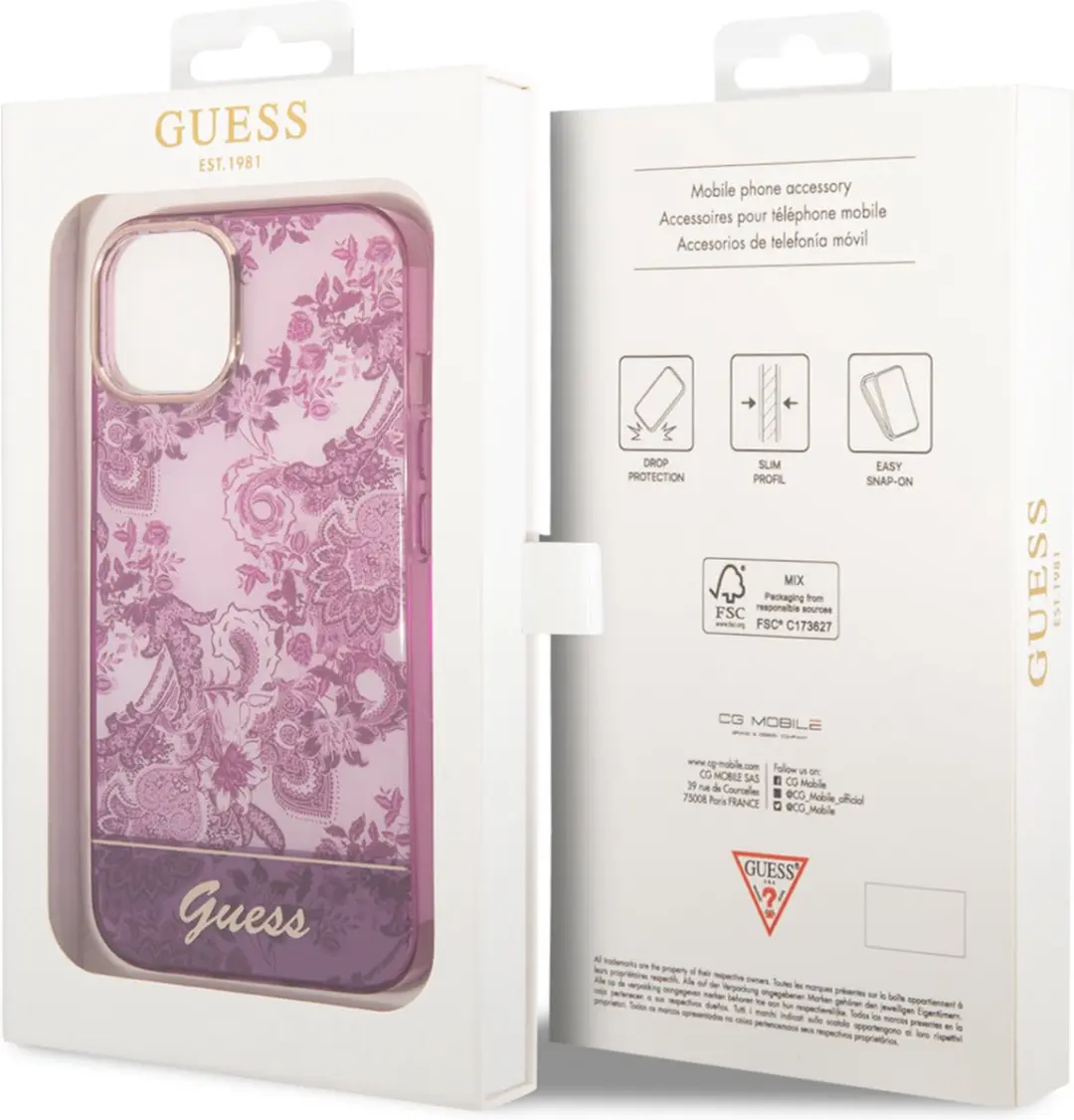 Guess Toile de Jouy Back Case - iPhone 14 Plus - Fuchsia - afbeelding 6 van 6