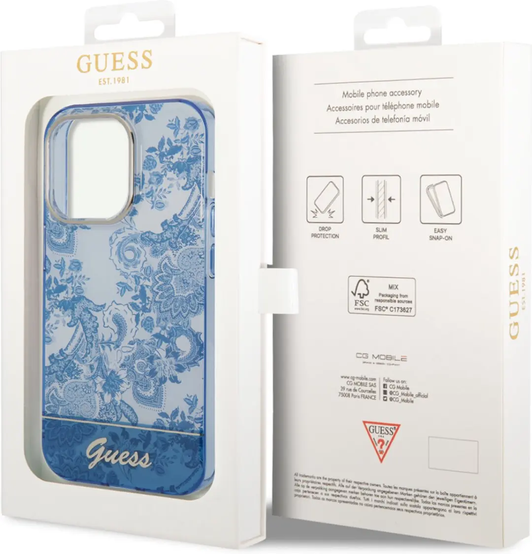 GUESS Toile de Jouy Back Case - iPhone 14 Pro Max - Blauw - afbeelding 6 van 6