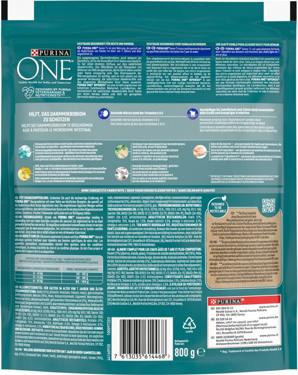 Purina ONE Senior Kip Volkoren Granen 800g - afbeelding 6 van 6