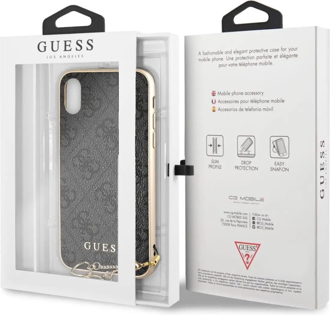 GUESS 4G Charms Hard Case iPhone X/Xs - Grijs
