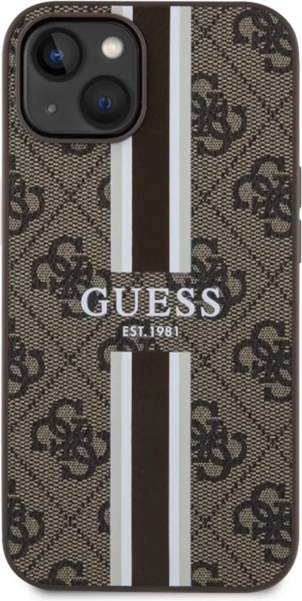 GUESS 4G Printed Stripe Back Case - iPhone 14 Bruin