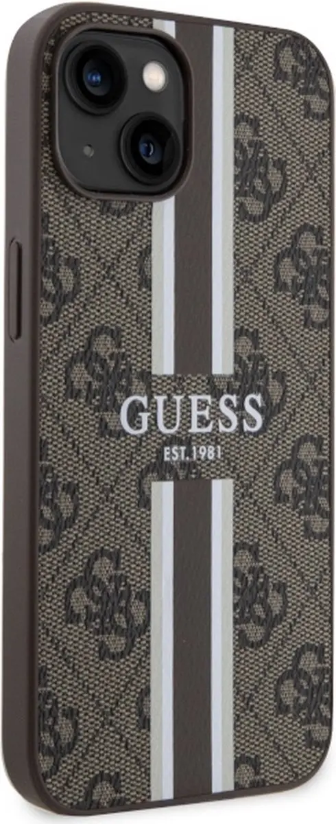 GUESS 4G Printed Stripe Back Case - iPhone 14 Bruin - afbeelding 6 van 6