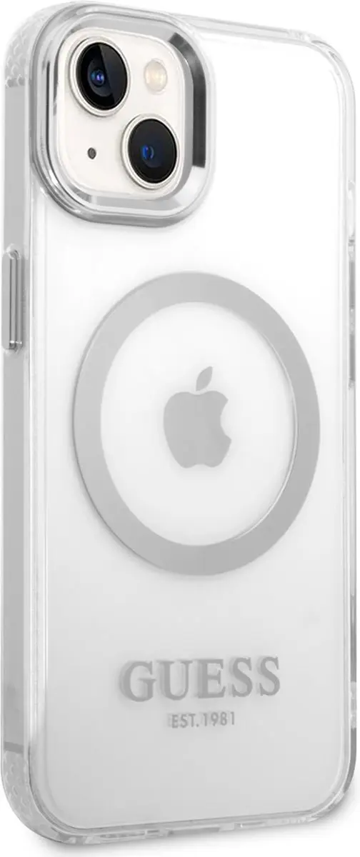 GUESS Translucent Back Case - iPhone 14 Plus - Zilver - MagSafe