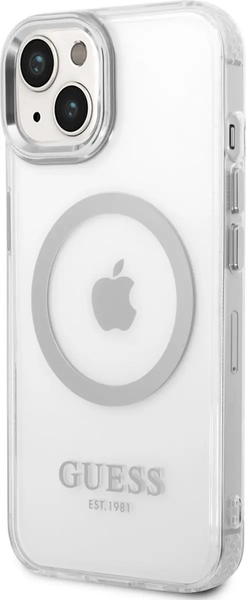 GUESS Translucent Back Case - iPhone 14 Plus - Zilver - MagSafe
