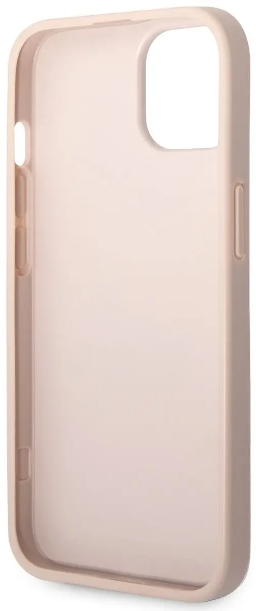 GUESS iPhone 15 Hoesje - Roze Metal Logo