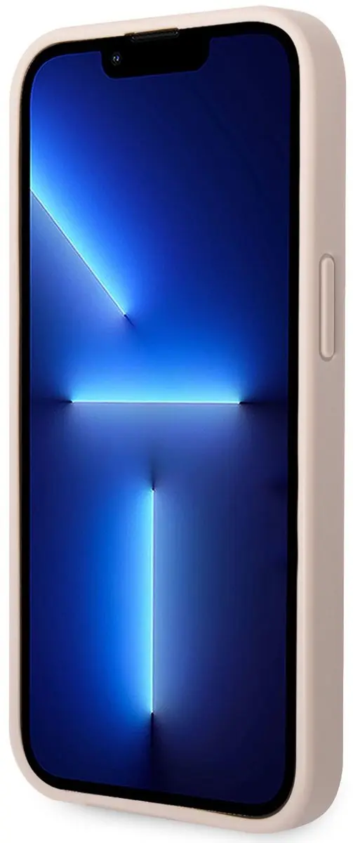 GUESS iPhone 15 Hoesje - Roze Metal Logo