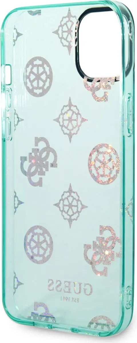 GUESS iPhone 14 Plus Hardcover - Peony Glitter - Turquoise