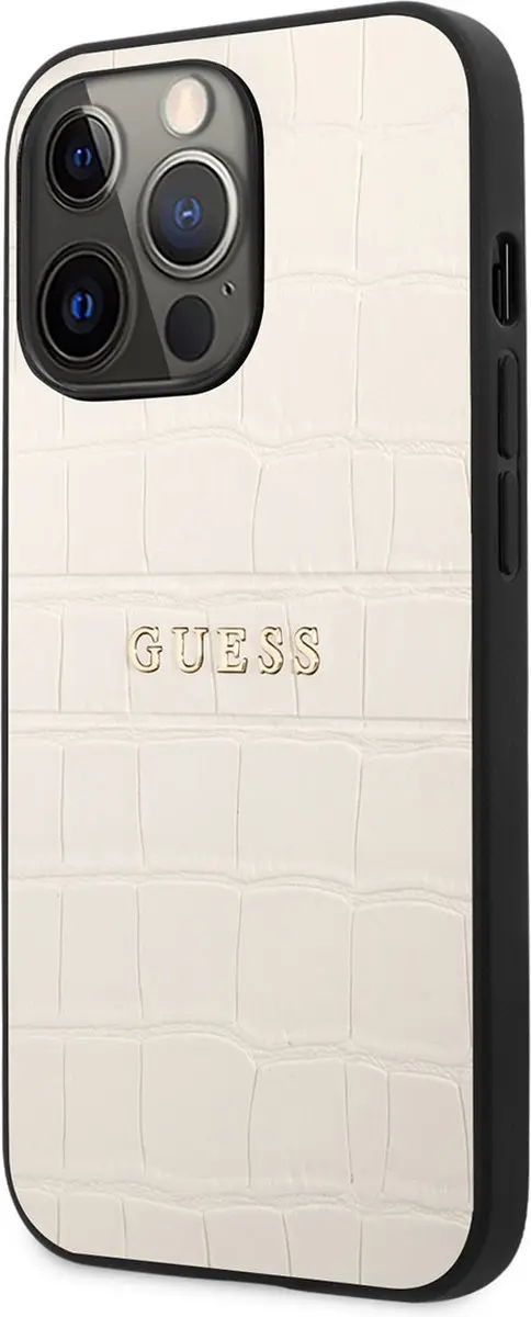 Guess Hoesje iPhone 13 Pro Croco Lines - Beige - MagSafe