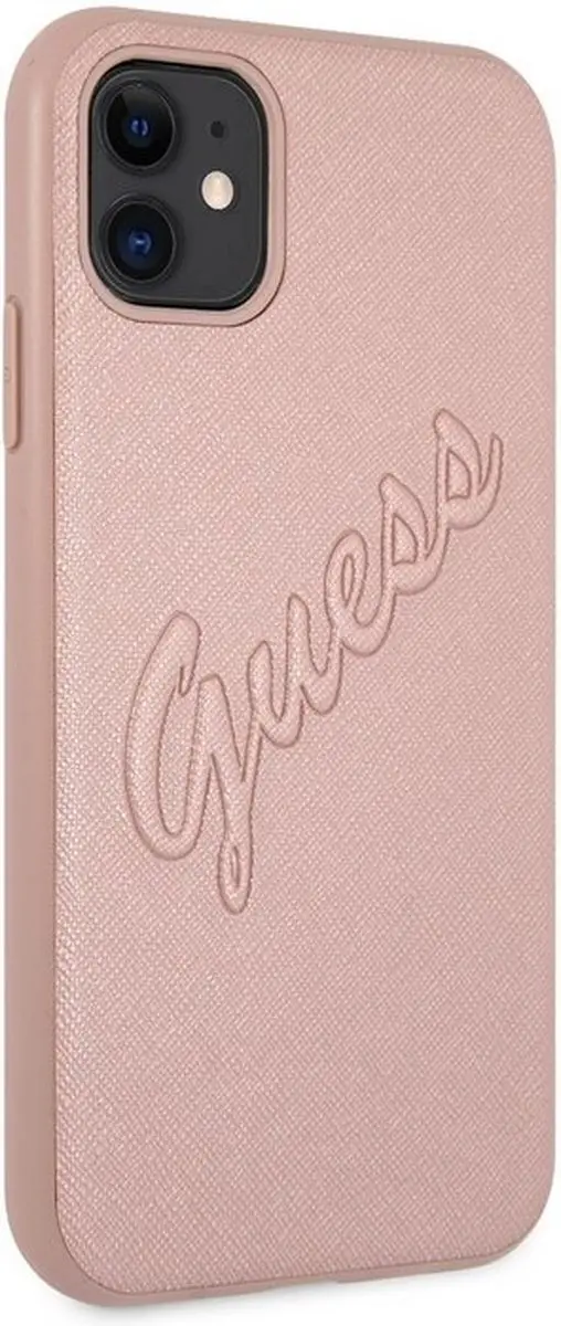 Guess Saffiano Vintage Back Case iPhone 11 - Roségoud