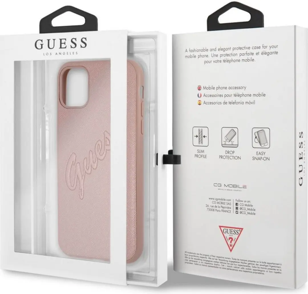 Guess Saffiano Vintage Back Case iPhone 11 - Roségoud