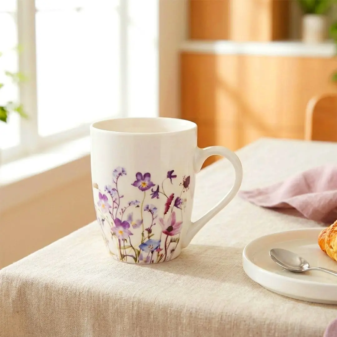 Orion Louka Mok Porselein Bloemen 360ml - 8.5cm - Multicolor