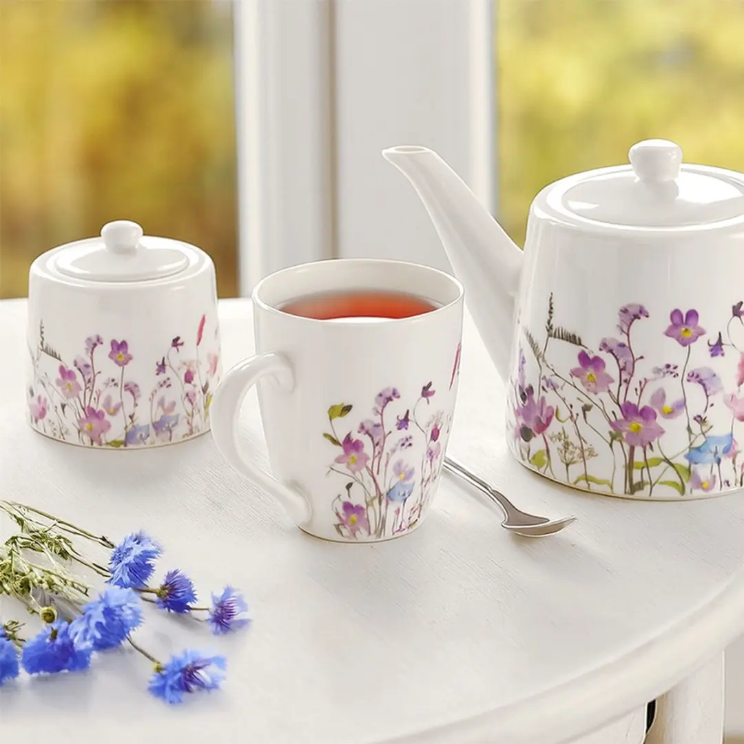 Orion Louka Mok Porselein Bloemen 360ml - 8.5cm - Multicolor