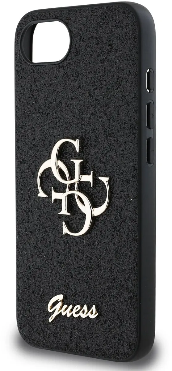 GUESS Glitter 4G Metal Logo Hoesje iPhone 16/17 - Zwart - afbeelding 6 van 6