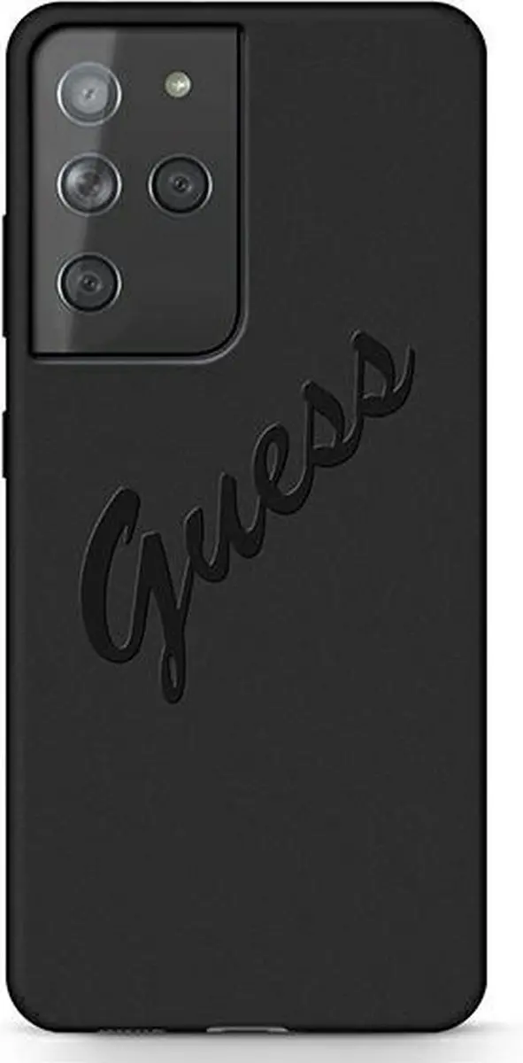 Guess Silicone Back Cover - Samsung Galaxy S21 Ultra - Zwart
