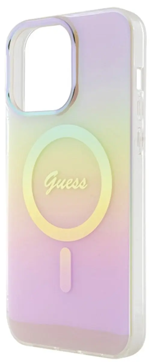 Guess Iridescent Script Back Case - iPhone 15 Pro MagSafe Roze - afbeelding 6 van 6