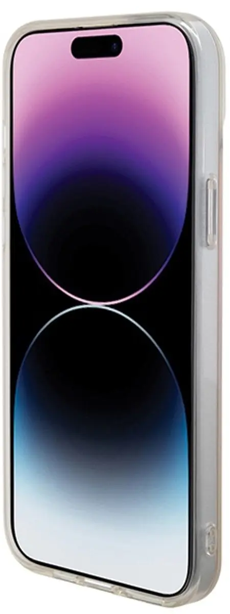 Guess Iridescent Script Back Case - iPhone 15 Pro MagSafe Roze