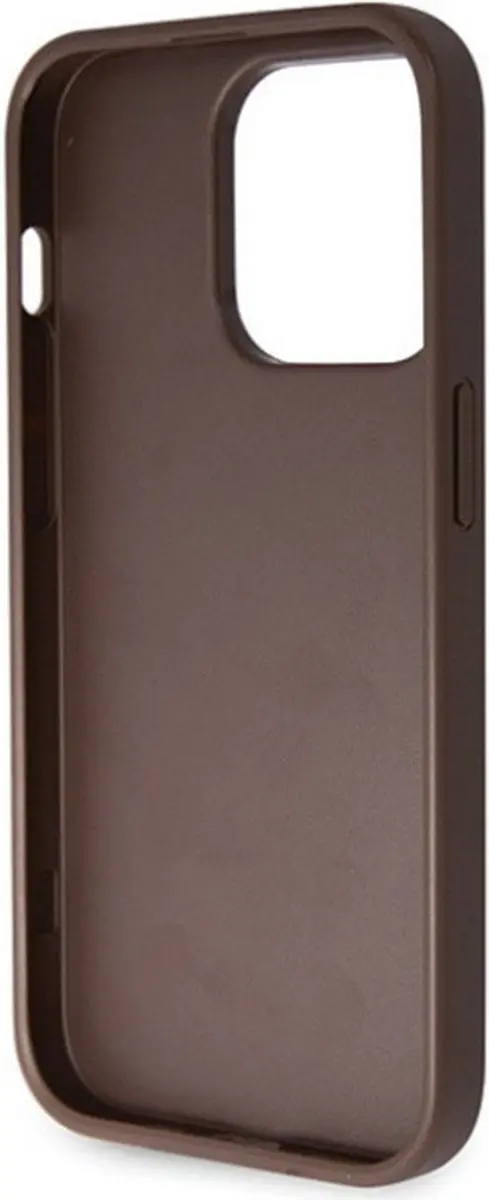 GUESS 4G Triangle Crossbody Hoesje iPhone 14 Pro - Bruin