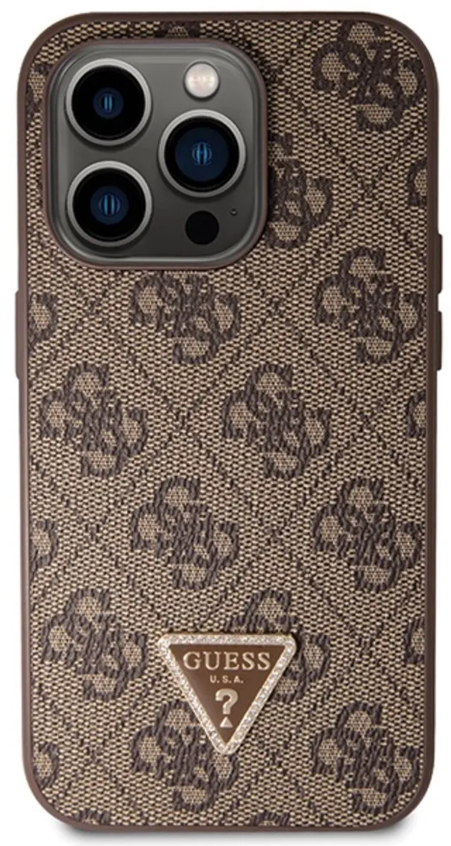 GUESS 4G Triangle Crossbody Hoesje iPhone 14 Pro - Bruin