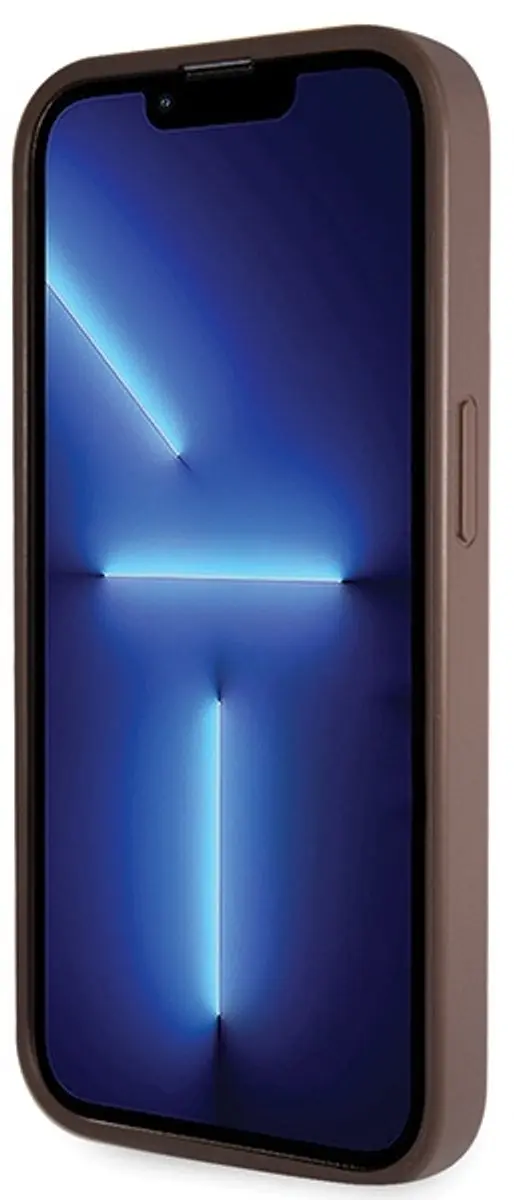 GUESS 4G Triangle Crossbody Hoesje iPhone 14 Pro - Bruin