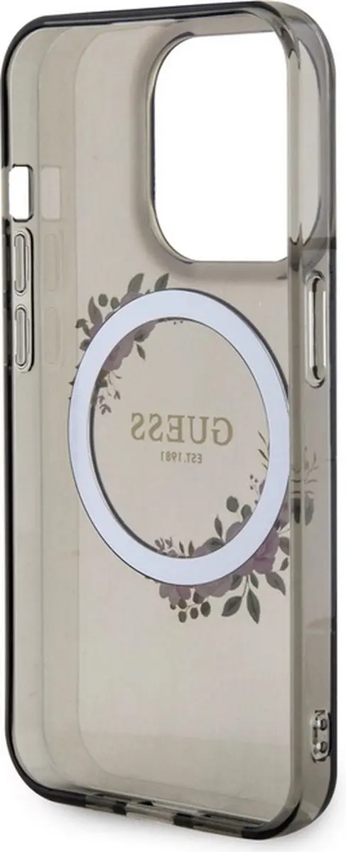 Guess Glossy Ring Back Case - iPhone 14 Pro MagSafe - Zwart