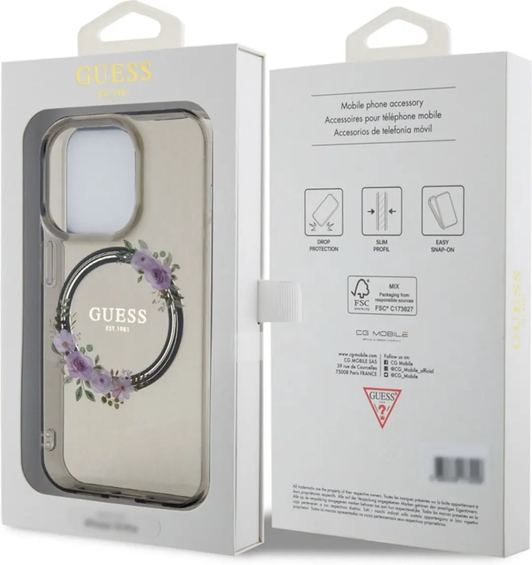 Guess Glossy Ring Back Case - iPhone 14 Pro MagSafe - Zwart