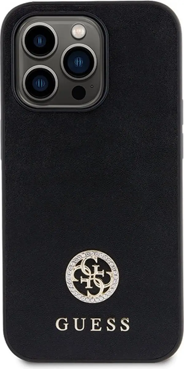 GUESS 4G Strass Metal Logo Back Case - iPhone 15 Pro - Zwart - afbeelding 6 van 6