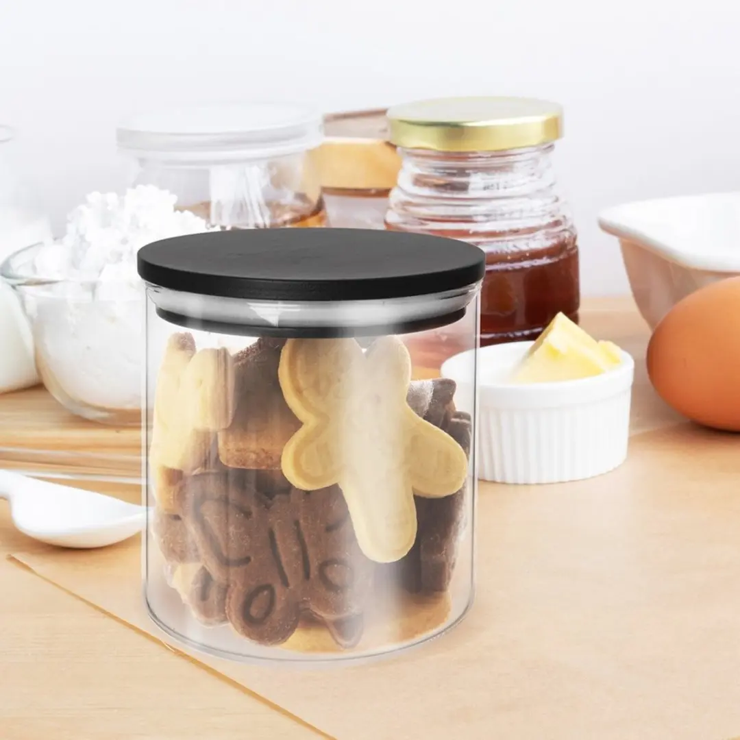 Orion Glazen Opslagcontainer 450ml - Borosilicaatglas - Bamboedeksel
