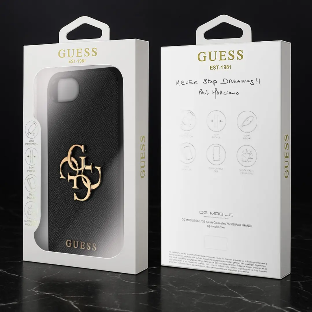 GUESS Hoesje iPhone 17e Saffiano Kunstleer - Zwart