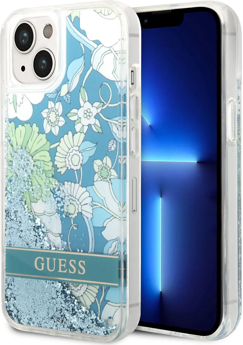 Guess Flower Liquid Glitter Hoesje iPhone 14
